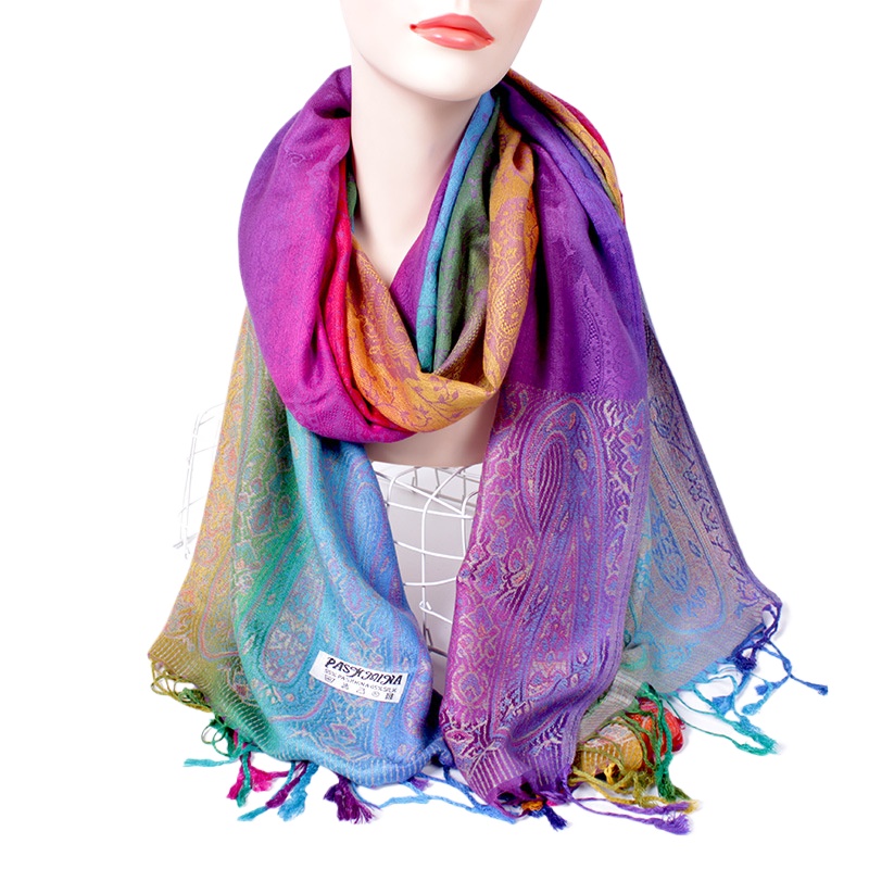 Ethnic Style Spring And Autumn Mix And Match Scarf Dual Purpose Jacquard Color Cashew Long Scarf Travel Photo Shawl Women'S Wrap Head Scarf