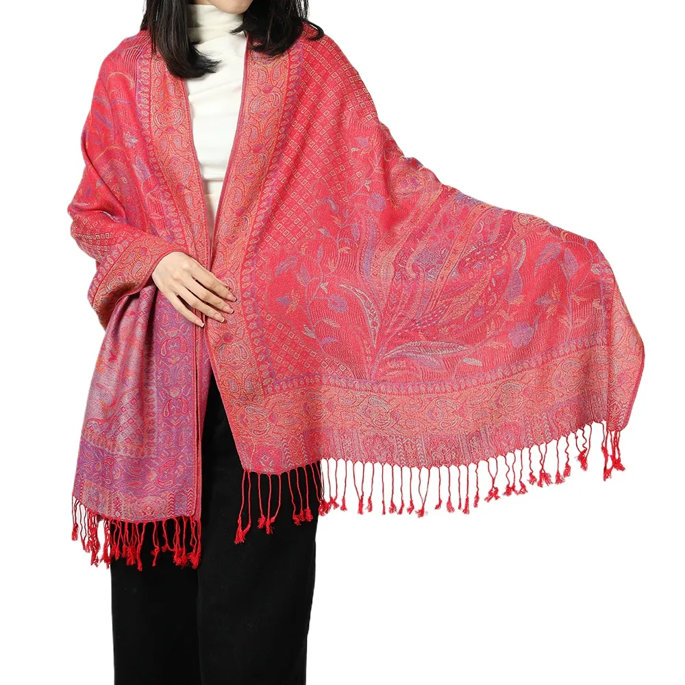 New Ethnic Style Red Shawl With Women'S Travel Holiday Photo Scarf Warm Neck Cape