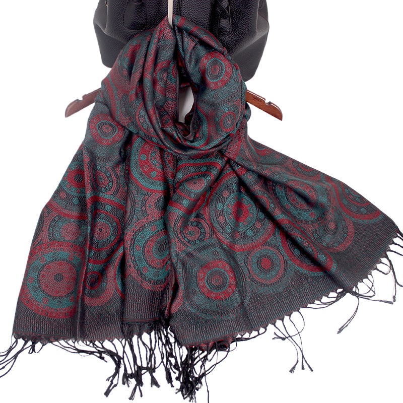 Manufacturer Wholesale Cotton Scarf Shawl Autumn And Winter Long Women'S Warm Fringe Jacquard Shawl Shawl Dual-Purpose Circle