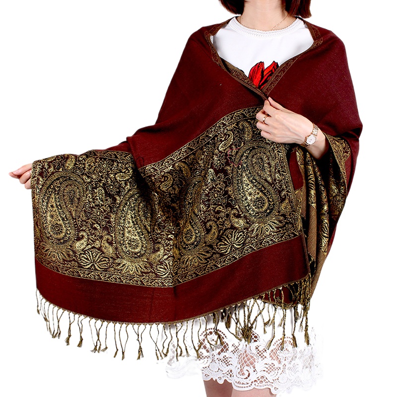 Two Head Cashew Scarf Fashion Ethnic Style Travel Punch Card Scarf Shawl Warm Scarf Shawl