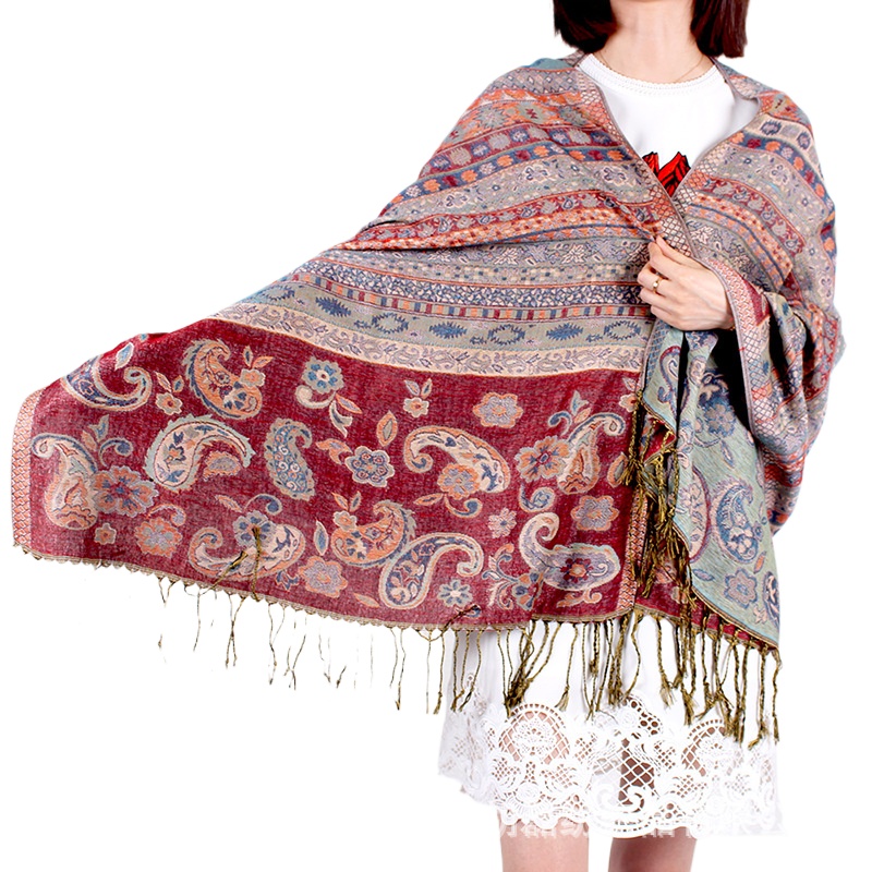 Manufacturer Wholesale Autumn And Winter New Nepalese Cashew Jacquard Scarf Shawl Air Conditioning Sunscreen Travel Shawl Women