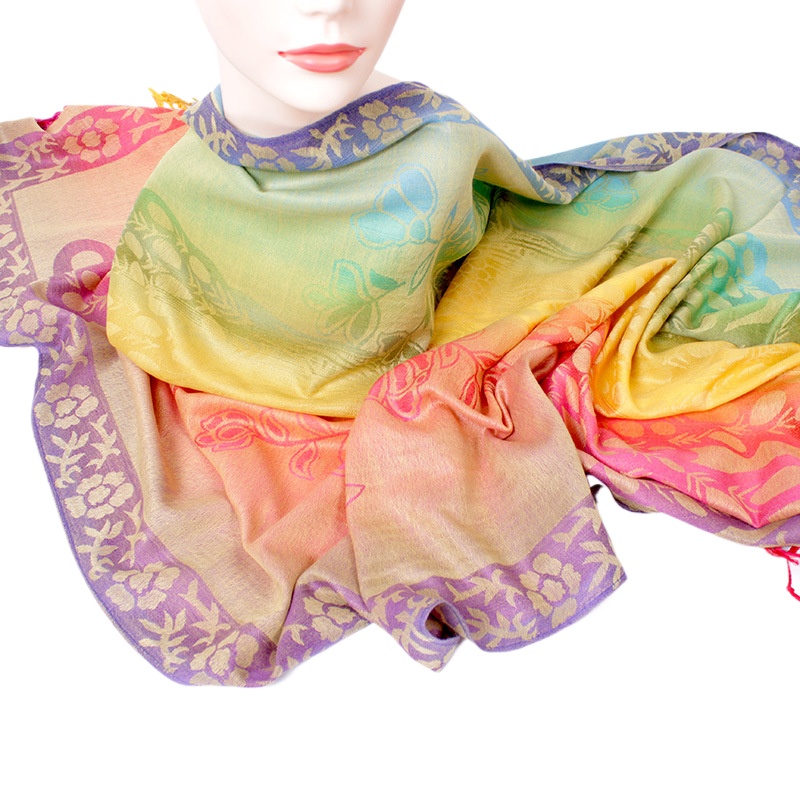 [Source Manufacturer] Clothing Accessories Style Literary Retro Shawl Color Scarf Jacquard Peacock Scarf Women