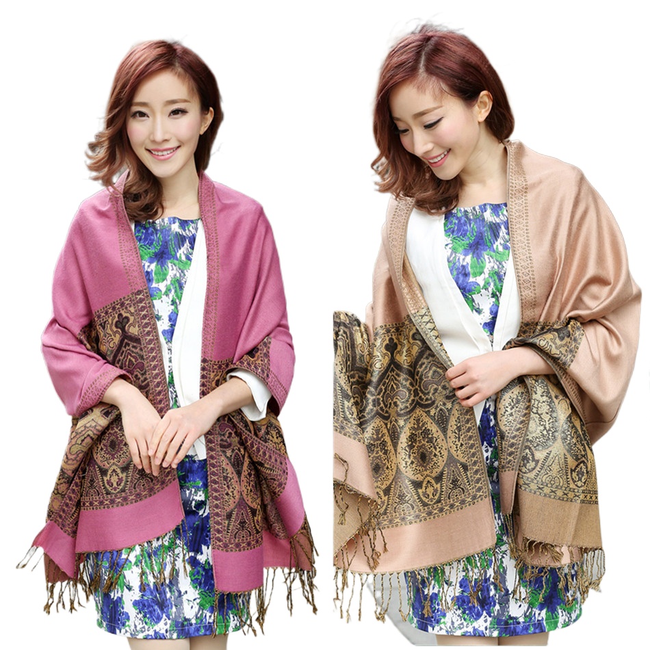 Headscarf Jacquard Cashew Scarf Women'S Warm Ethnic Style Gold Silk Air Conditioning Shawl Women'S Old K Scarf