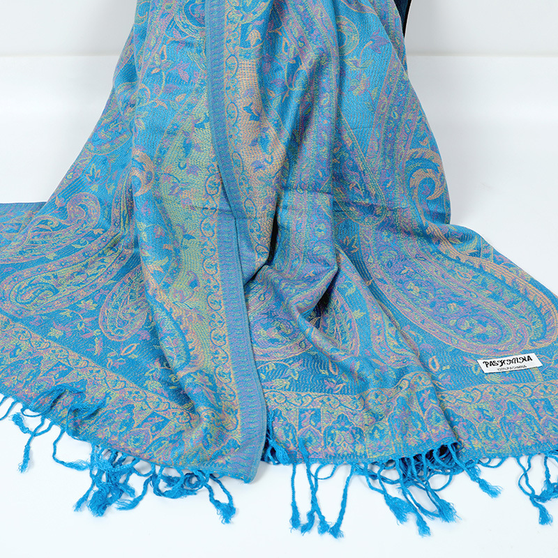 Scarf Women'S Autumn And Winter Thickened Shawl Dual Purpose Warm Versatile Fashion Cotton Export Cashew Women'S Long Scarf
