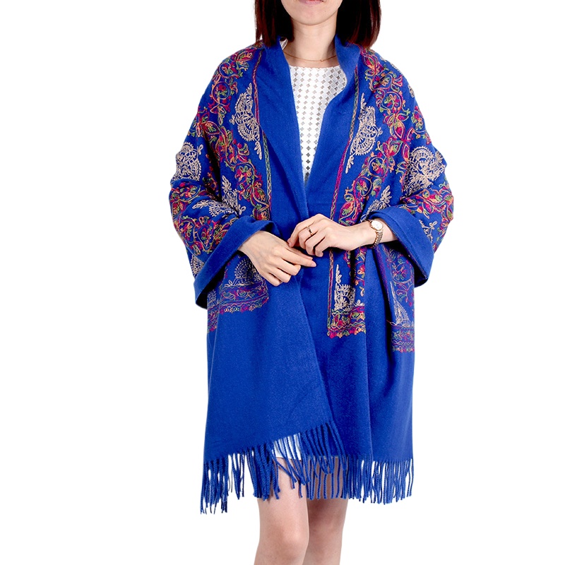 Imitation Cashmere Embroidered Thickened Scarf Dual-Purpose Long Coat Plus Cape Shawl Women'S Long Scarf Summer Air Conditioning Blanket