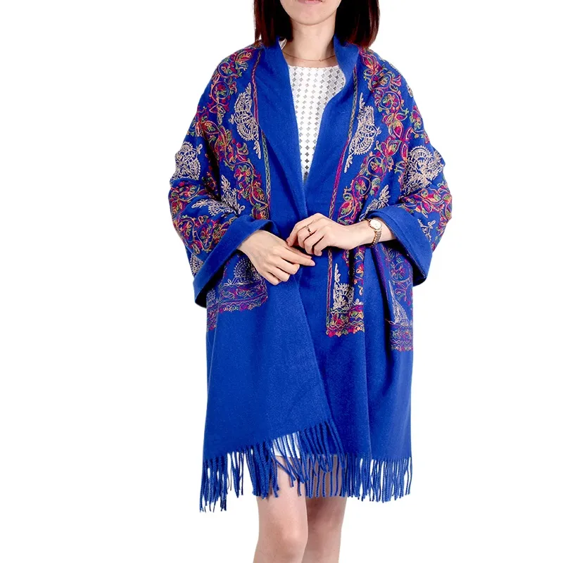 Imitation Cashmere Embroidered Thickened Scarf Dual-Purpose Long Coat Plus Cape Shawl Women'S Long Scarf Summer Air Conditioning Blanket