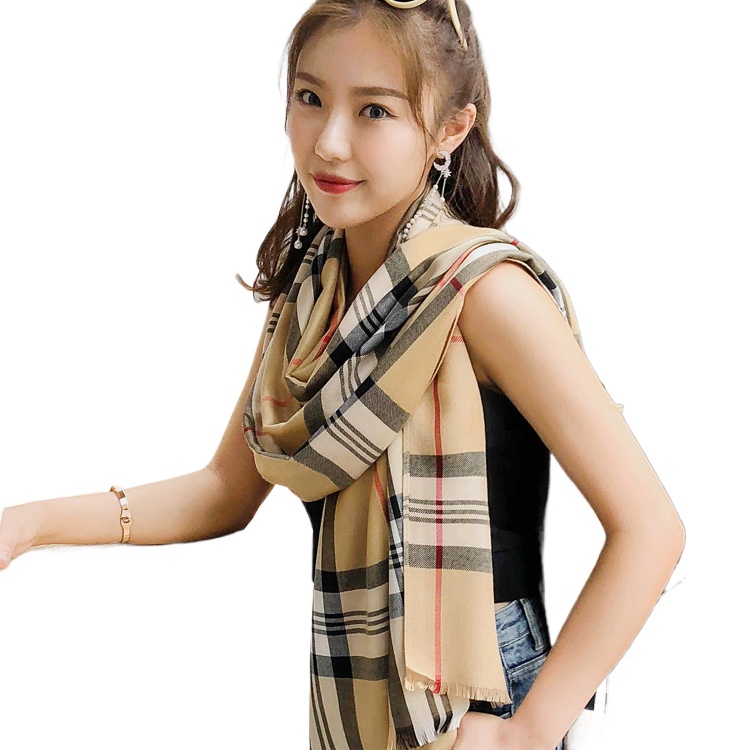 Manufacturer'S New English Plaid Cotton Scarf Female Spring, Autumn And Summer Student Long Shawl Dual Purpose Spring And Autumn