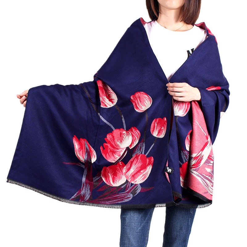 New Imitation Cashmere Shawl Neckband Dual Purpose Extended And Thickened Thermal Scarf Summer Air Conditioning Blanket Women'S Long Scarf