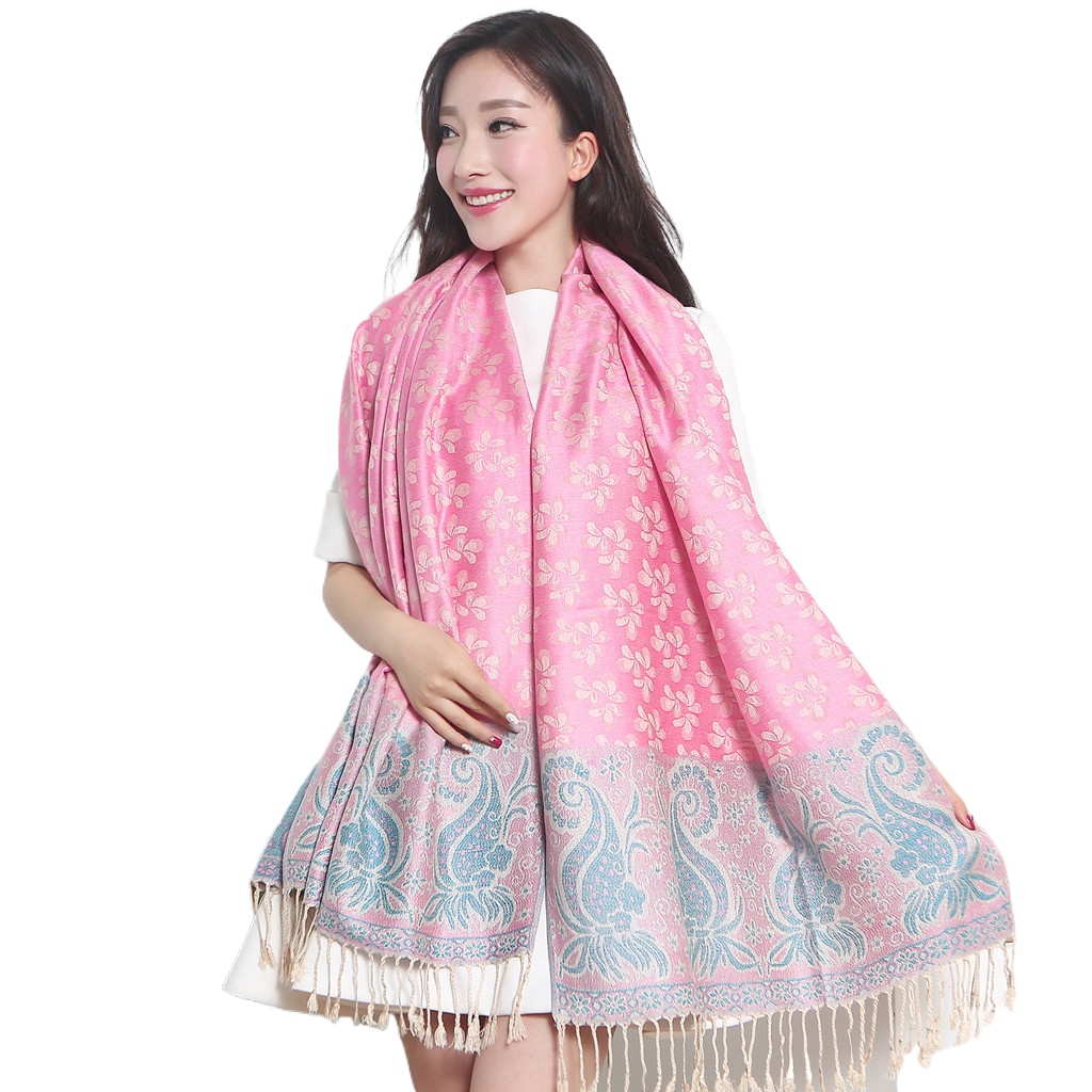 Wholesale Scarf Women'S Autumn And Winter Korean Ethnic Style Lengthened Women'S Cotton And Linen Jacquard Tassel Air Conditioning Shawl Sunscreen Towel