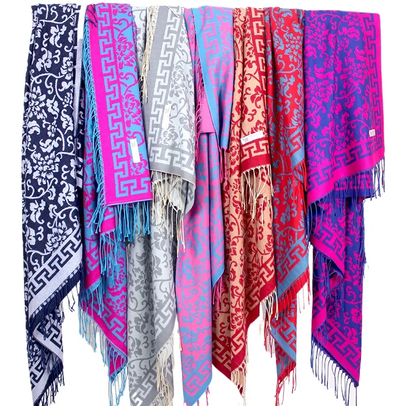 Ethnic Style Autumn And Winter Square Scarf Yunnan Lijiang Nepal Warm Thickened Scarf Shawl Classic Generous Scarf Female