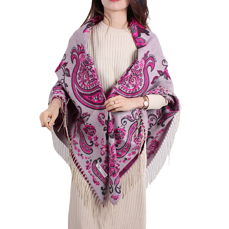Rose Cashew Generous Towel Summer Air Conditioning Blanket Autumn And Winter Thickened Women'S Dual-Purpose Imitation Cashmere Shawl Generous Towel