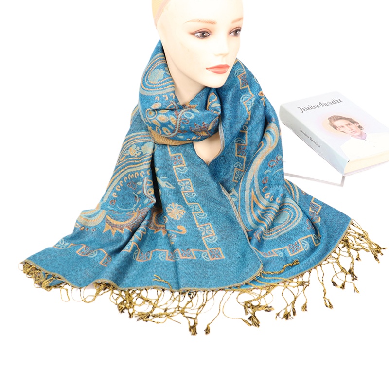 Womens Fashion Retro Style Cashew Pattern Tassel Jacquard Shawl Women'S Travel Accessories Large Scarf