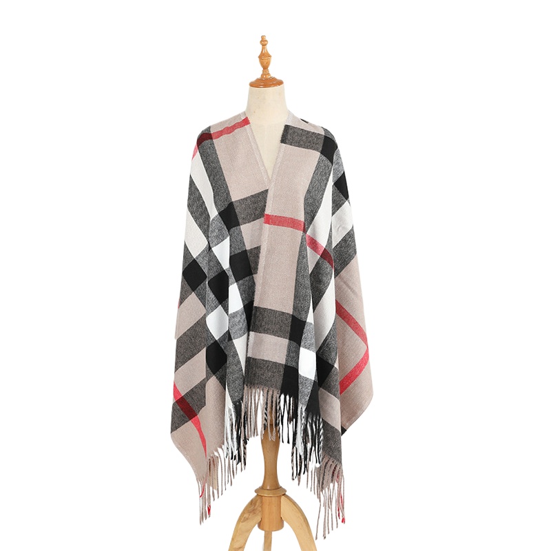 Spring And Autumn Korean Versatile Thickened Warm Student Neck Double-Sided Imitation Cashmere Shawl Winter Scarf Women'S Plaid