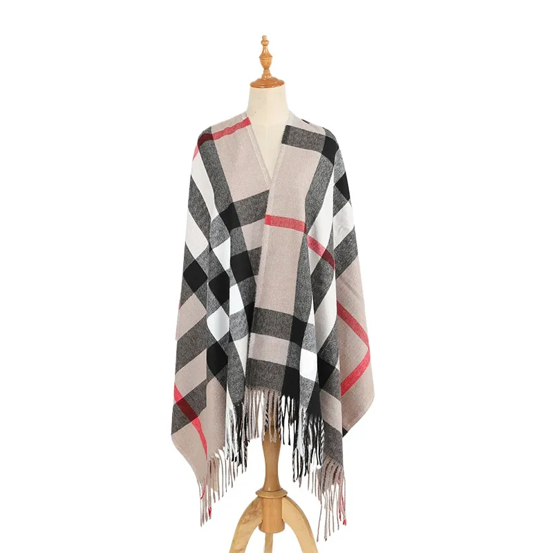 Spring And Autumn Korean Versatile Thickened Warm Student Neck Double-Sided Imitation Cashmere Shawl Winter Scarf Women'S Plaid
