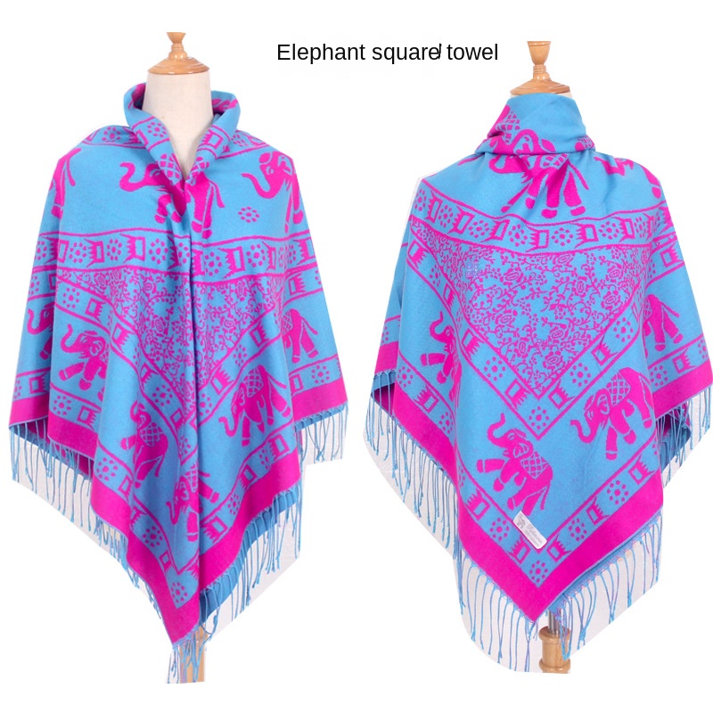Manufacturer Wholesale Ethnic Style Large Scarf Thickened Warm Scarf Female Xinjiang Large Scarf Travel Shawl Female Elephant