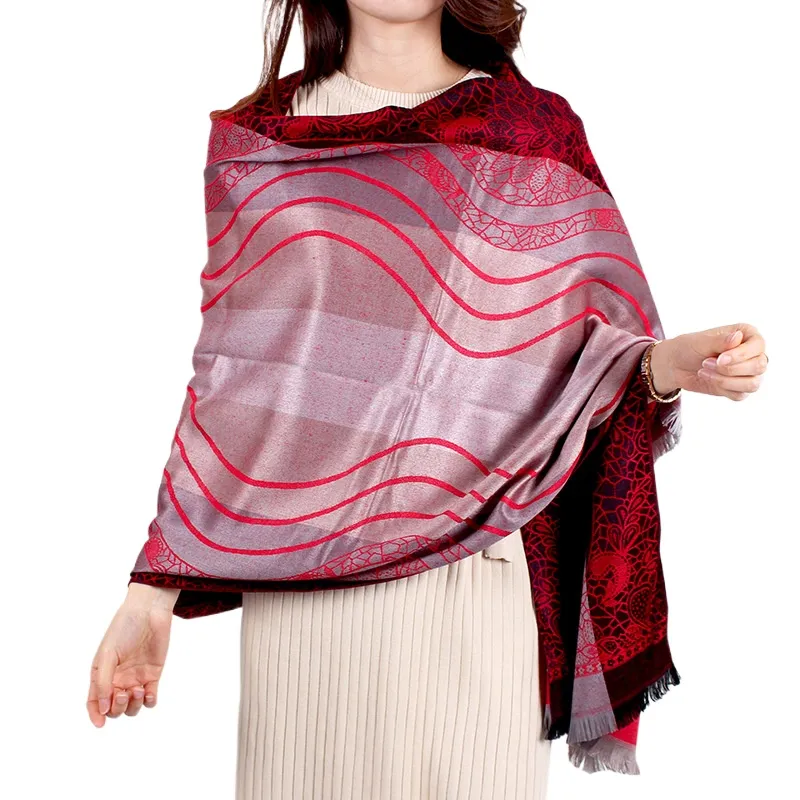 New Spring And Autumn Thin Jacquard Scarf Ethnic Style Shawl Export Women'S Long Scarf Bag Head Scarf Air Conditioning Warm Shawl