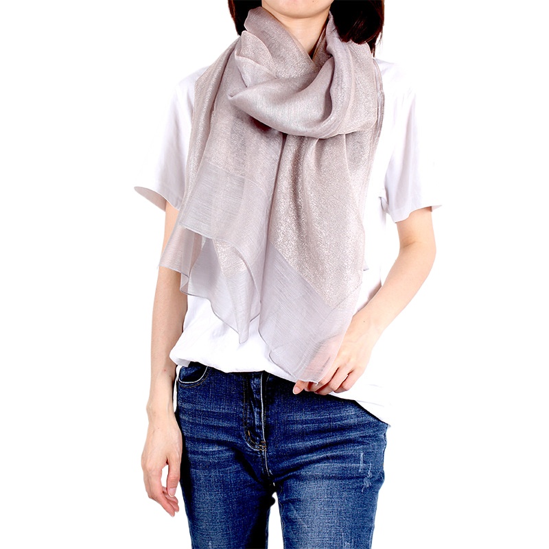Silk Scarf Wool Double Shawl Spring And Autumn Versatile Fashion Scarf Gold Wrap Head Scarf Women'S Thin Long Scarf