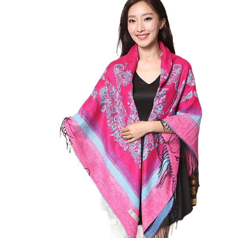 Factory Direct Sales Of Autumn And Winter Thickened Imitation Cashmere Shawl National Style Big Scarf Tourist Scenic Spot Warm-Keeping Big Scarf