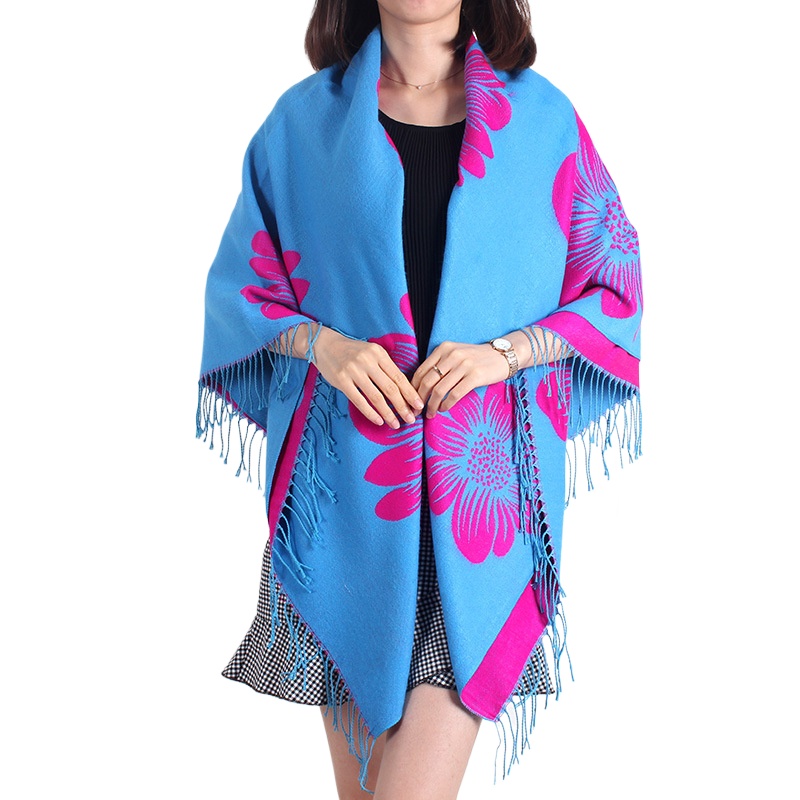 Jacquard Flower Generous Towel National Style Autumn And Winter Thickened Warm Cloak Air Conditioning Scarf Shawl Dual Purpose Tourism