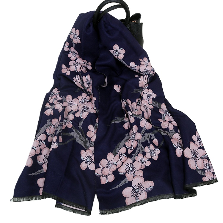 Manufacturer Supplies Autumn And Winter New Plum Blossom Style Imitation Cashmere Scarf Thickened Warm Air Conditioning Big Shawl Women'S Scarf Korean Version