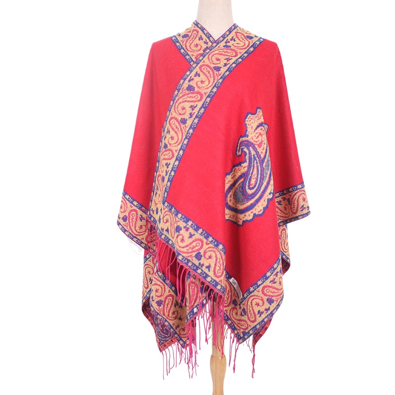 Manufacturer Wholesale Tibetan Ethnic Style Imitation Cashmere Super Thickened Split Square Scarf Air Conditioning Shawl Scarf In Autumn And Winter