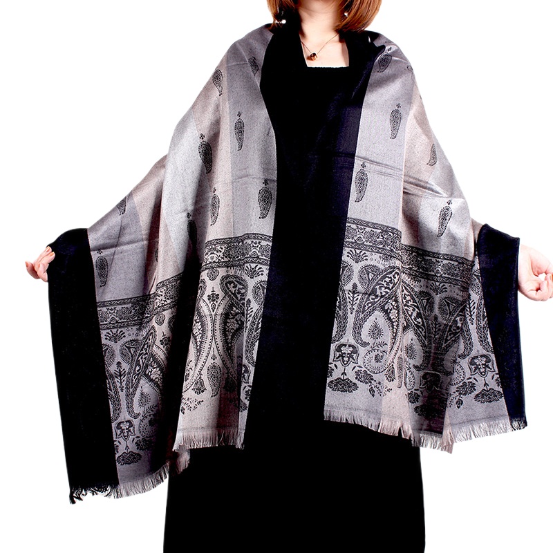 New Foreign Trade Export National Style Shawl Cashew Jacquard Short Beard Cotton Scarf Women'S Beach Scarf Wrap Scarf Long Scarf
