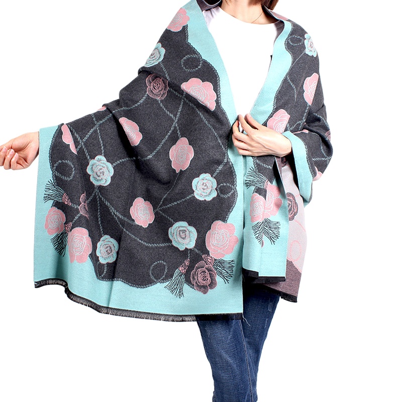 Air-Conditioned Office Shawl Cape Autumn And Winter Imitation Cashmere Thickened Casual Versatile Warm Jacquard Scarf Long Style Women