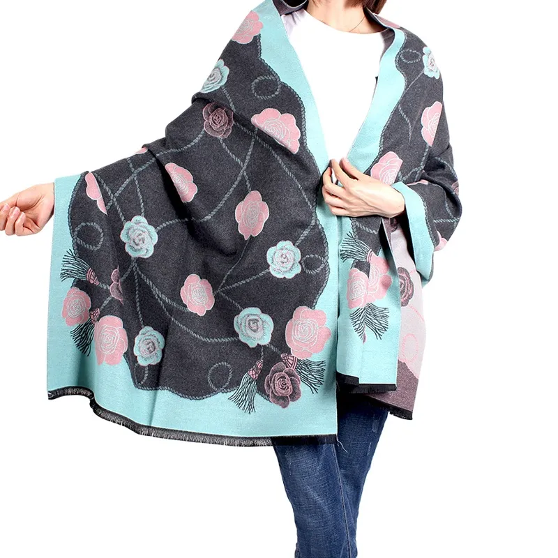 Air-Conditioned Office Shawl Cape Autumn And Winter Imitation Cashmere Thickened Casual Versatile Warm Jacquard Scarf Long Style Women