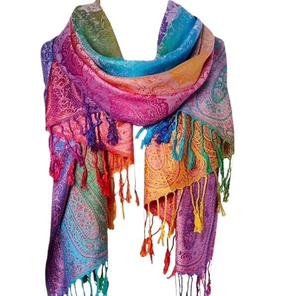 Ethnic Style Spring And Autumn Mix And Match Scarf Dual Purpose Jacquard Color Cashew Long Scarf Travel Photo Shawl Women'S Wrap Head Scarf