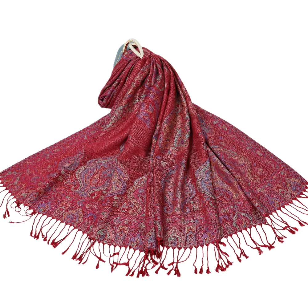 Cross-Border Women'S Headscarf Viscose Scarf Jacquard Cashew Long Scarf Spring And Autumn Thin Shawl Double-Sided Color Tassel
