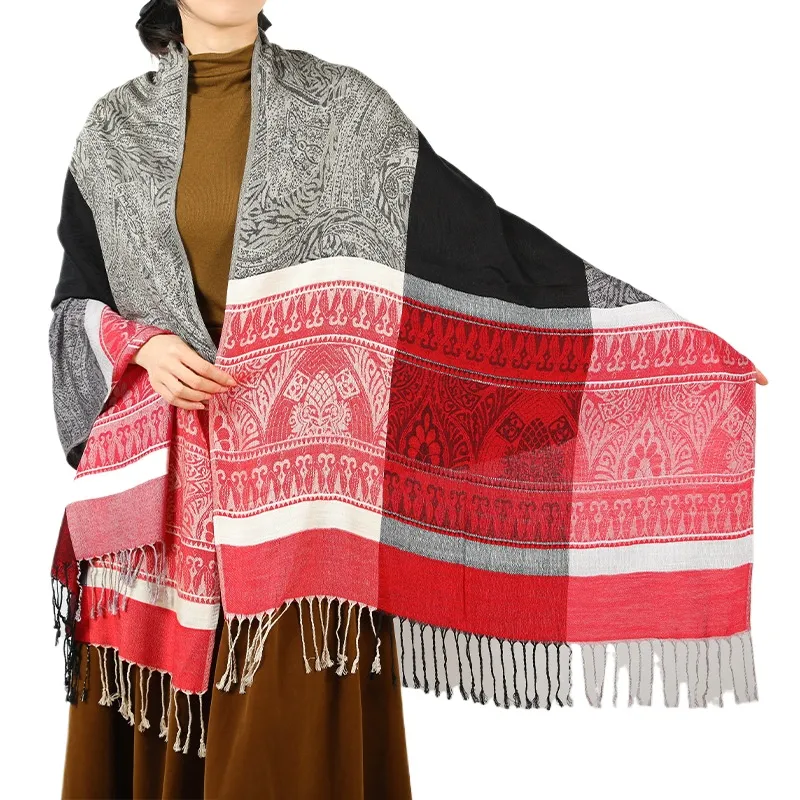 New Women'S Customized Shawl Color Contrast Striped Scarf Women'S Autumn And Winter Warm Scarf Neck Fashion Shawl