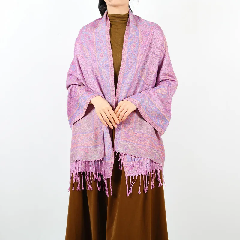 Tassel Cashew Jacquard Ethnic Style Retro Scarf Women'S 2024 Autumn And Winter Versatile Long Scarf Warm And Cold-Proof Shawl Customized