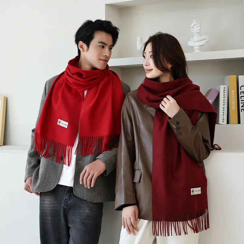 Wool Warm Neckwear In Autumn And Winter Warm Color Scarf Solid Color Simple And Versatile Gift For Friends North American And European Fashion Style